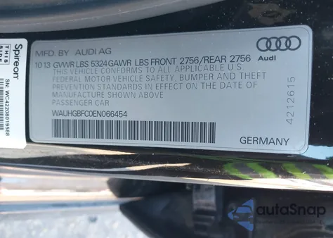 2014 Audi A6 3.0T Premium Plus z USA, uszkodzony, nr VIN WAUHGBFC0EN066454